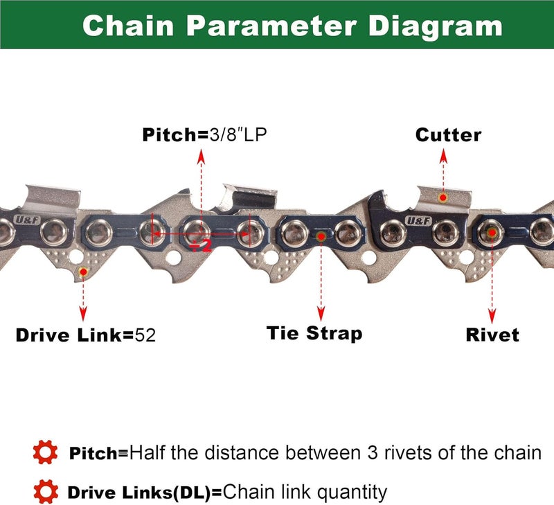 UPFOREST 3PC 14 Inch Chainsaw Chain for Ryobi RY3714 / RY40503 / RY40530, 14" Replacement Chain for Ryobi RY405010 / RY405100 Chainsaw Ryobi 40V RY-40503 battery powered chainsaw (91MOPX52) - Image 4